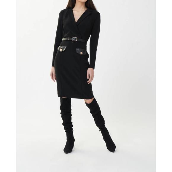 NEW JOSEPH RIBKOFF wrap front dress in black - Picture 1 of 6